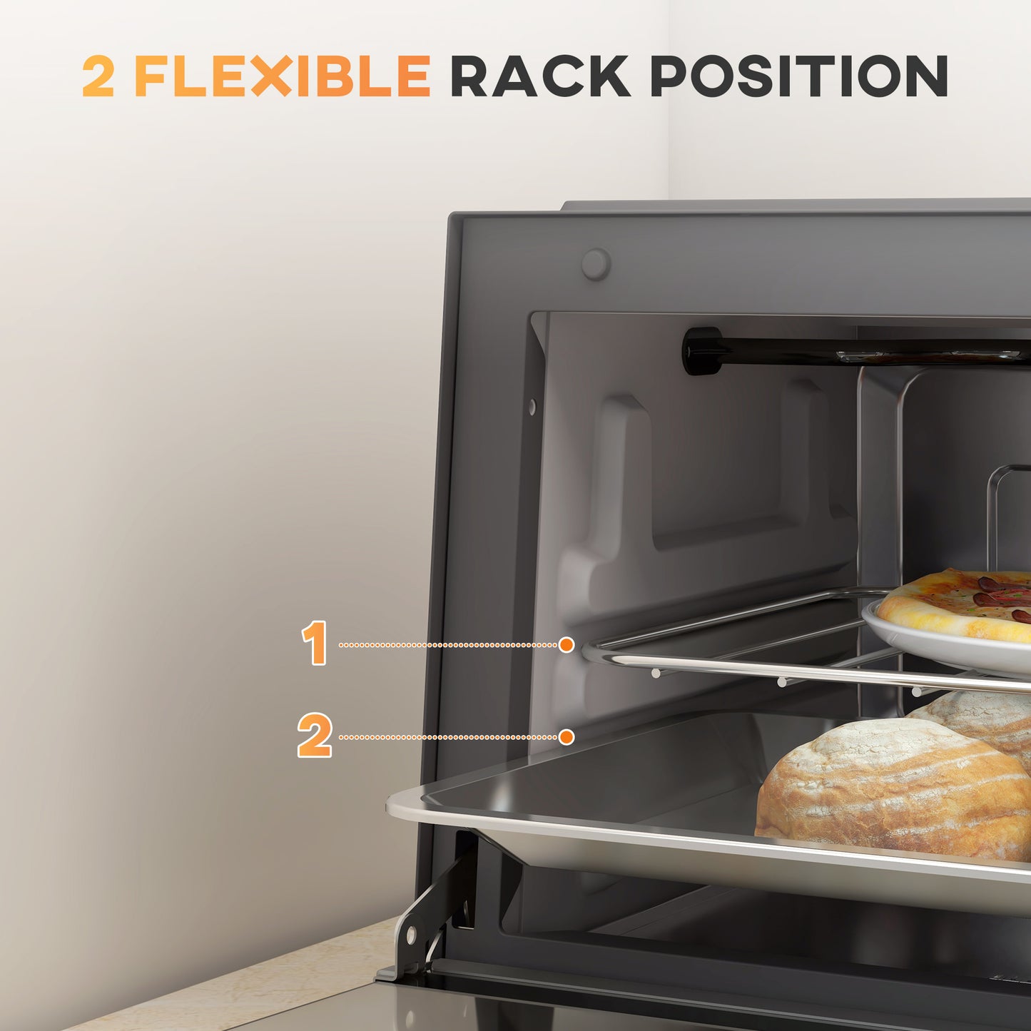 Mini Oven, 9L Countertop Electric Grill, Toaster Oven With Adjustable Temperature, Timer, Dishwasher Safe Baking Tray And Wire Rack, 750W, Grey