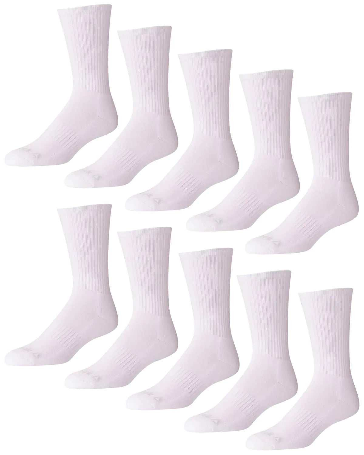 Reebok Mens Crew Socks - 10 Pack Stretch Performance Cushioned Crew Socks - Arch Support Athletic Socks for Men (6-12.5) Size 6-12.5 White 4