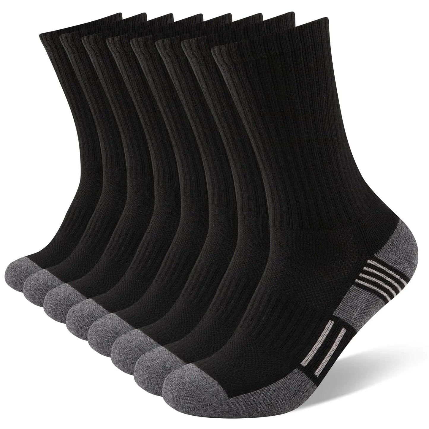 COOVAN 8 Pairs Mens Crew Socks Cushioned Moisture Wicking Athletic Heavy Duty Work Sport Breathable Training Socks