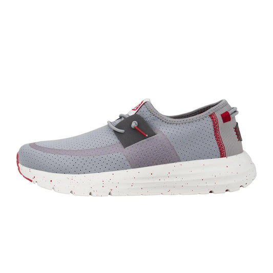 Hey Dude Mens Sirocco M Perf Mesh Light Grey/Red Size 10 | Mens Shoes | Men Slip-on Sneakers | Comfortable & Light-Weight
