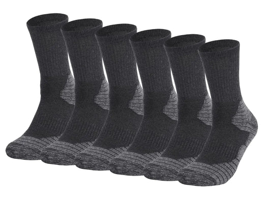 Fitliva Socks for Men to Work Crew Socks Mens Heavy Duty Work Socks Size 9-12 (6 Pairs Grey)