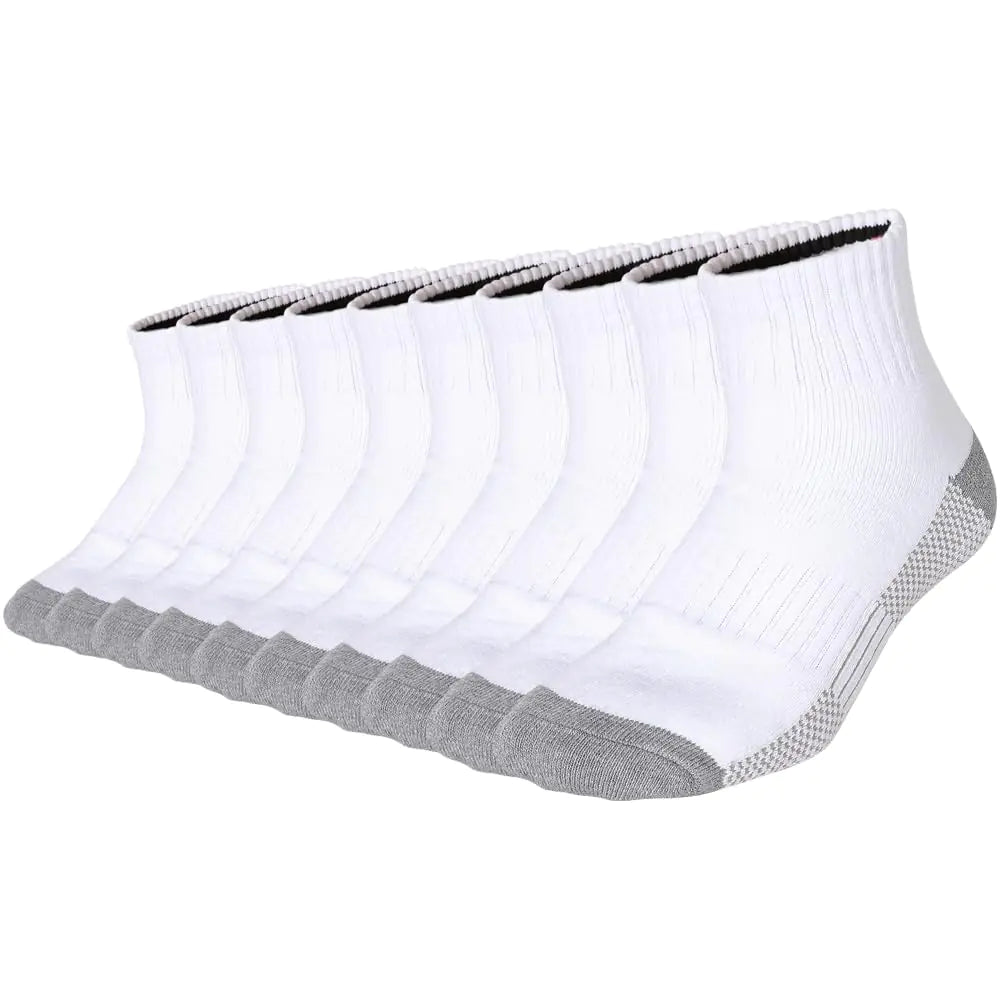Toe Sole Heel Mens Moisture Wicking Athletes SocksBreathable Combed Cotton Cushion Ankle Socks Bulk(US13-15White2)