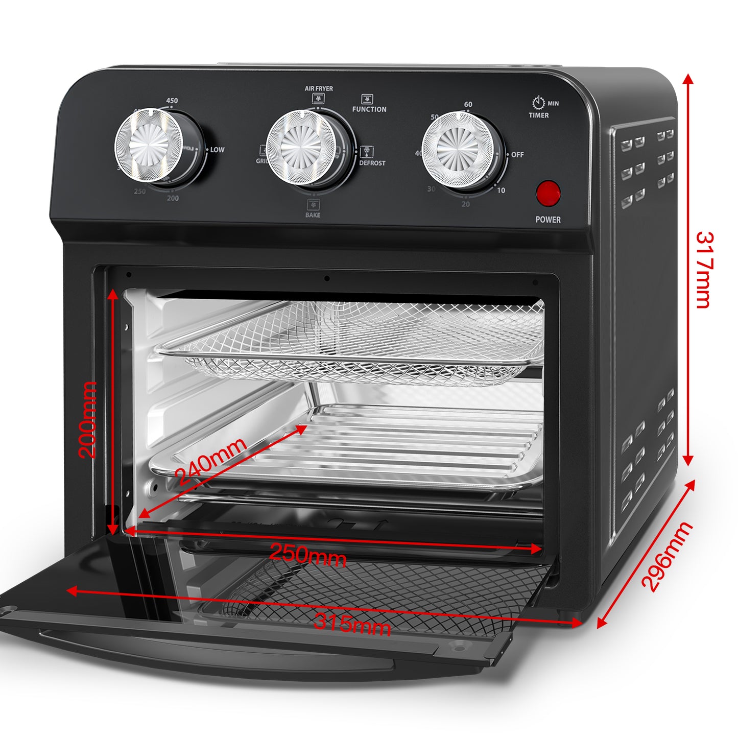 12.5 Qt Air Fryer With Advanced Multi-Function Cooking Grill, Air Fry, Defrost, Bake, Presets For French Fries, Pizza, Chicken, Fish, And Toast, Dual Knob Control, Amazon Resale Prohibited