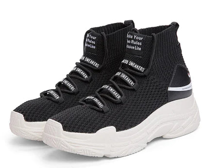 Spring New Couple Casual High-Top Sneakers with Socks