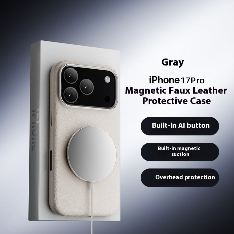 Applicable To Integrated AI Plain Leather Phone Case Built-in Magnetic Suction