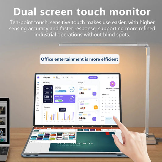 Touch Screen Laptop 2256*1504 Pixels IPS Win 10 Win 11 Slim Portable 13.5+13.5 Inch Dual Screen Laptop Computer For Business