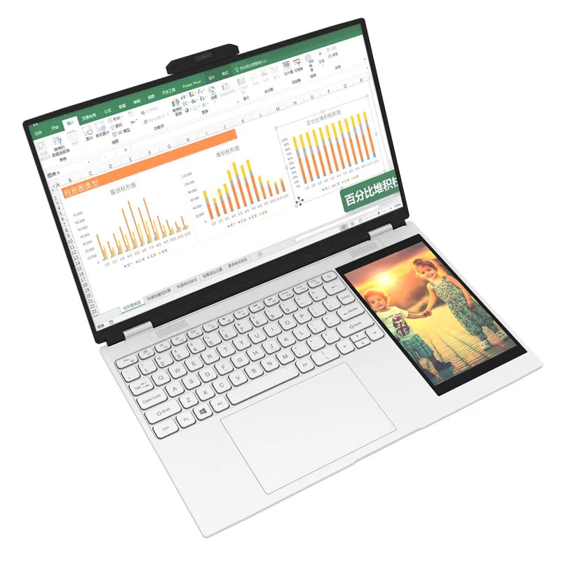 2025 New Laptop 15.6Inch + 7Inch Touch Laptop 16Gb Ram 128Gb 256Gb 512Gb 1Tb Ssd Rgb Backlit Keyboard Dual Screen Cheap Computer