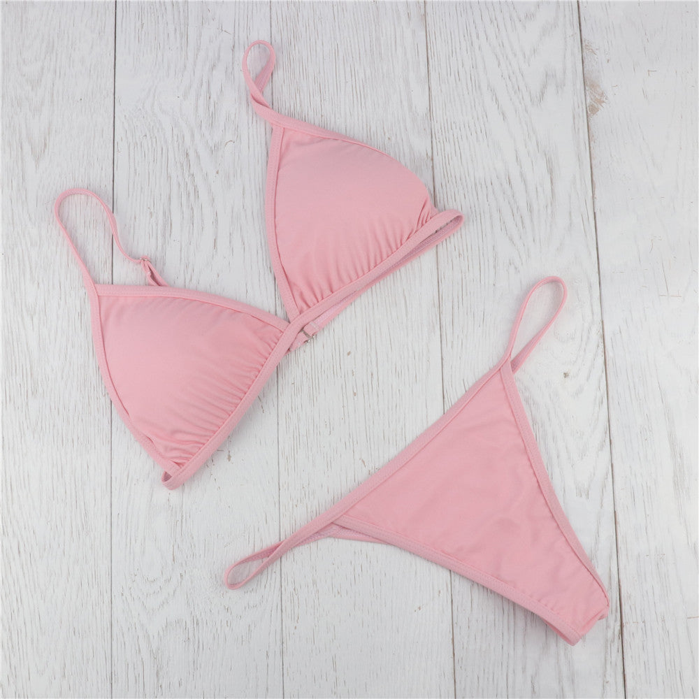 European and American bikini solid color thong women swimsuit