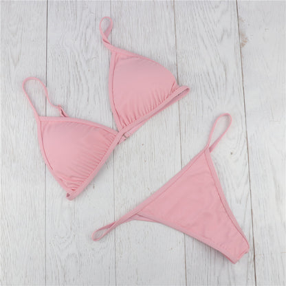 European and American bikini solid color thong women swimsuit