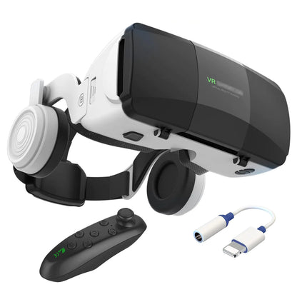 3D VR Glasses Virtual Reality Headset for iPhone Android Smartphone 4.7-7.8 inches 2023 Newest Vr Headset Set with Controller and Headphones for Video Movies & Games for Men/Kids
