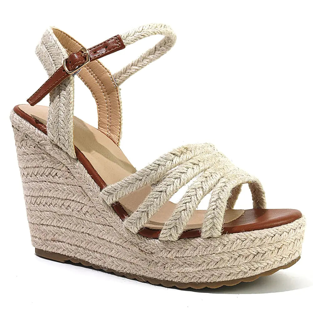 mikarka Sandals for Women Platform Ankle Strap Womens Sandals Open Toe Espadrille Wedge Sandals for Women Concise Casual Summer Womens Shoes
