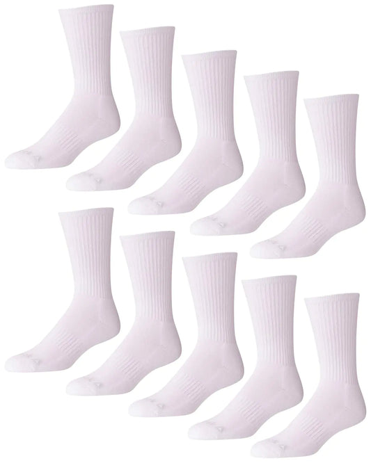 Reebok Mens Crew Socks - 10 Pack Stretch Performance Cushioned Crew Socks - Arch Support Athletic Socks for Men (6-12.5) Size 6-12.5 White 4