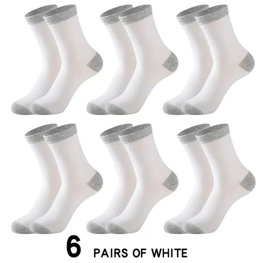 6 Pairs of Men's Cotton Winter Socks - Casual & Warm