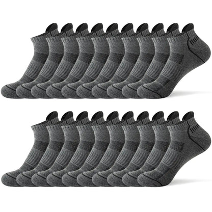 JOYNÉE 10 Pairs Mens ankle running socks mens athletic low cut socks with TabGreySock Size:10-13