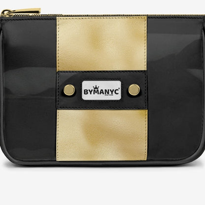 Handbag BYMANYC ® New York – Couture Vegan Vertical Band in Black & Gold Luxe