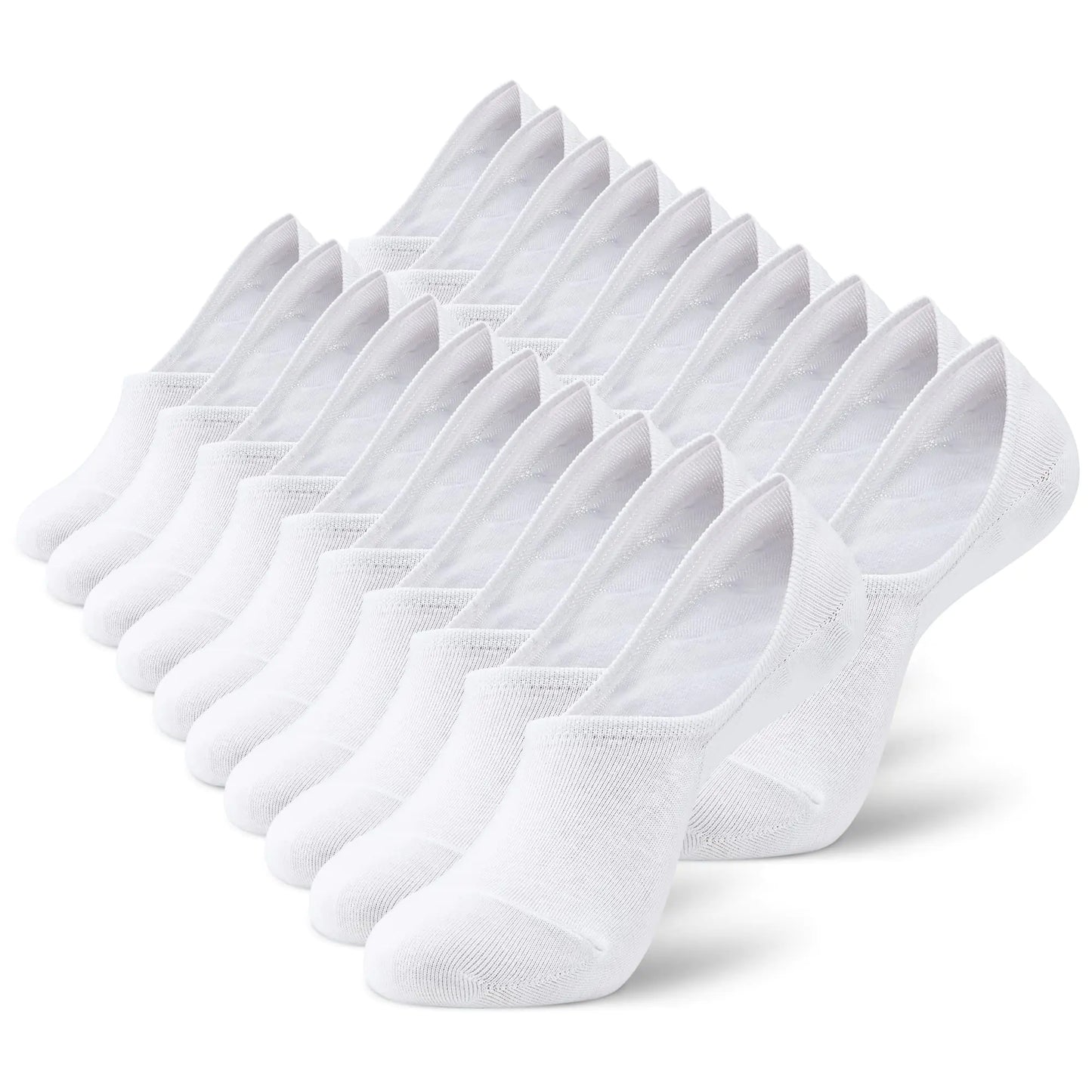 MONFOOT Womens and Mens 10 Pairs Breathable No Show Non slip White Socks Medium multipack