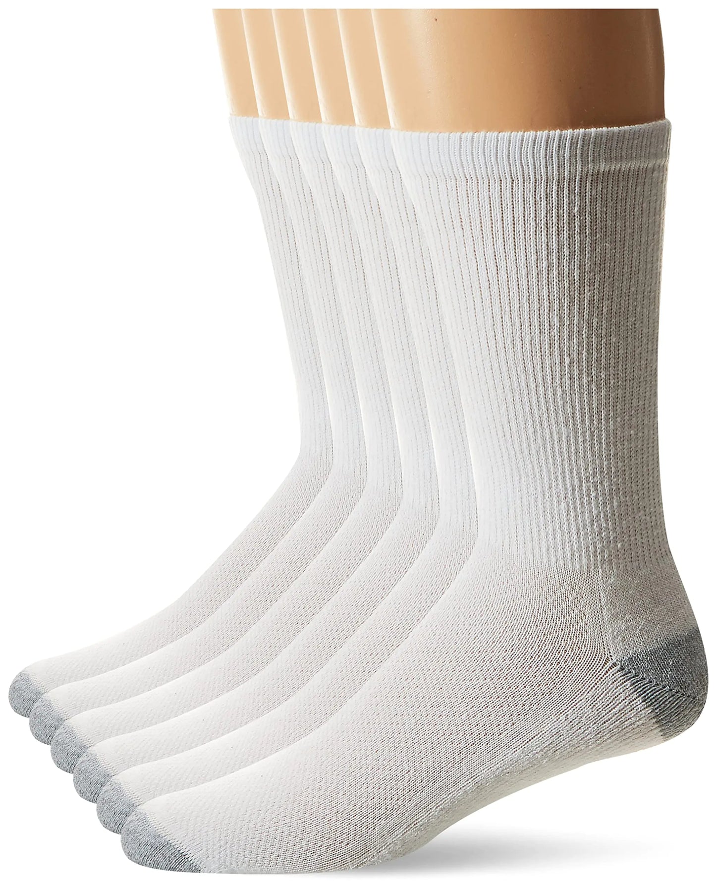 Hanes mens Freshiq X-temp Comfort Cool Crew Socks 6-pack slipper socks White/Grey 6 12 US