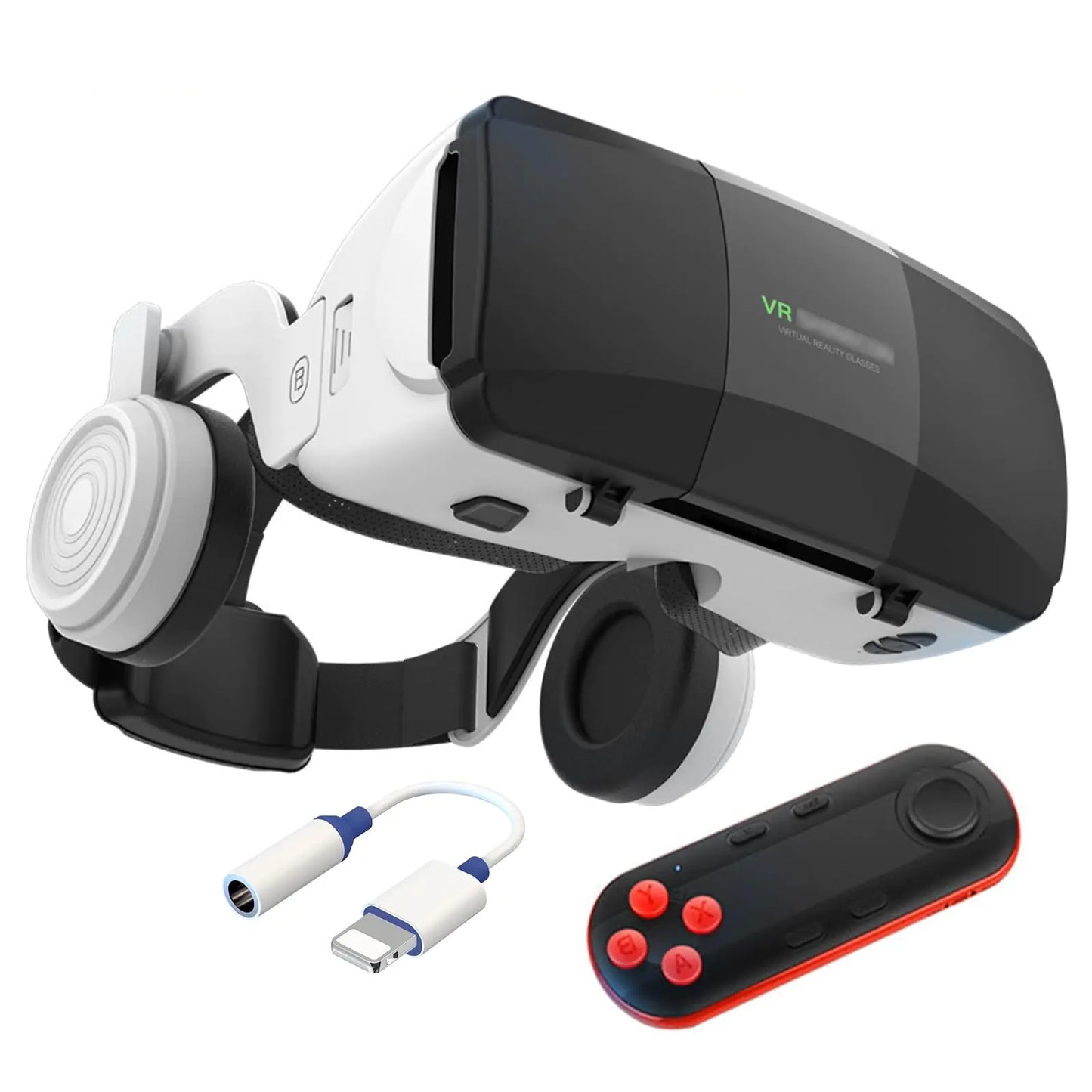 Virtual Reality Headsets to Play Games/Movies for Adults/Kids3D VR Glasses Compatible iOS and Android Smartphones 4.7-7.8in2023 New Vr Headset Set with Controller and HeadphonesNew Year Gifts 2024