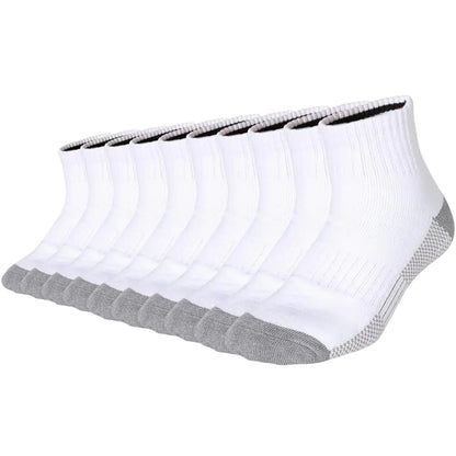 Toe Sole Heel Mens Moisture Wicking Athletes SocksBreathable Combed Cotton Cushion Ankle Socks Bulk(US13-15White2)