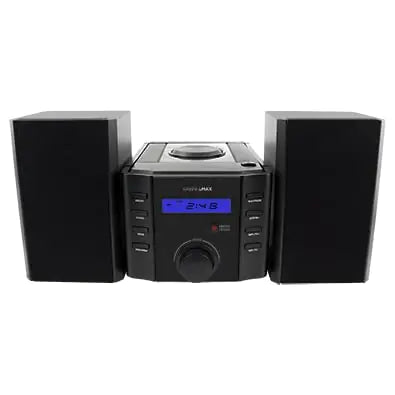 HANNLOMAX HX-1086CD CD Music System with AM/FM Radio Aux-in Twin Detachable Wooden Speaker Box AC Operation only.