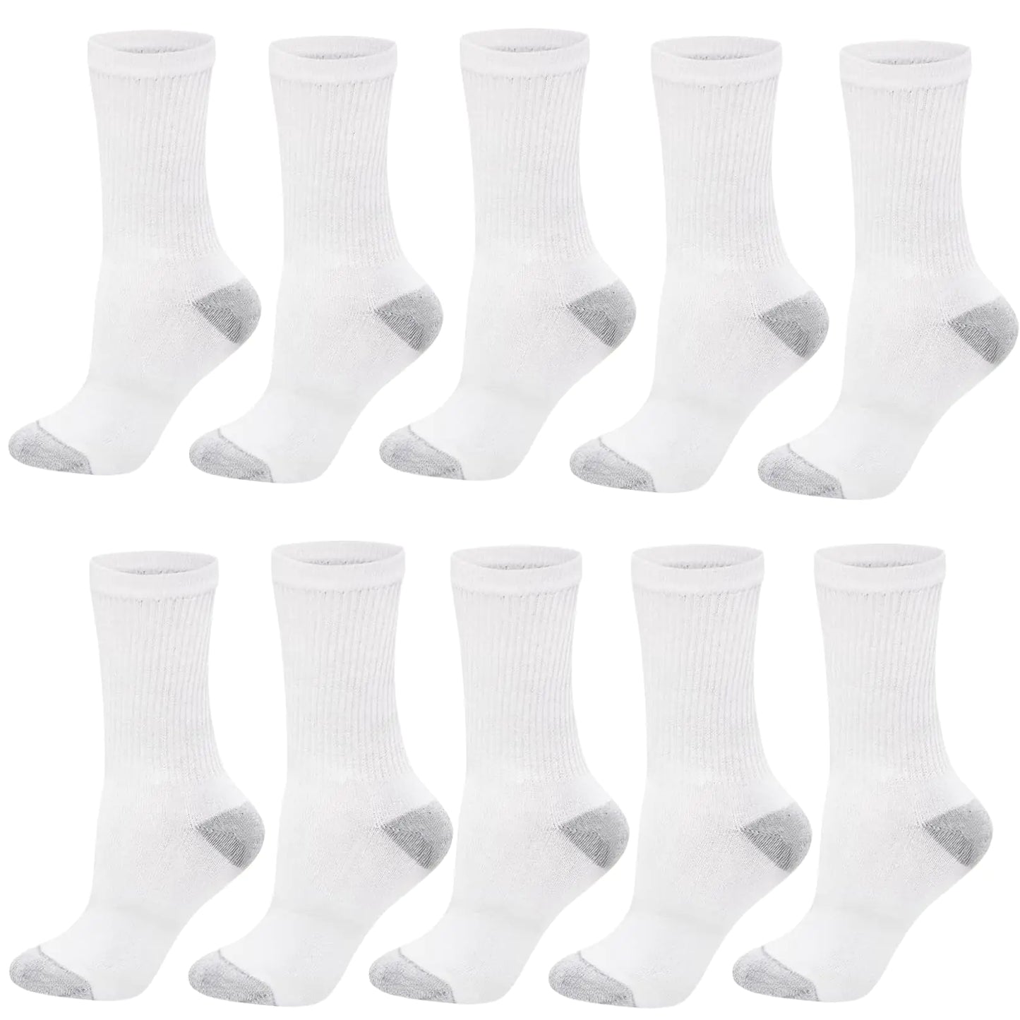 Soziyu 5 Pairs White Sports Cotton Socks Women & Mens Breathable Crew Socks Outdoor Athletic Training Socks Work Socks for Men Soft Moisture & Wicking Socks