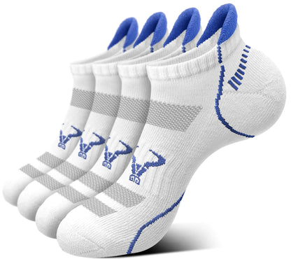 BULLIANT Mens Ankle Socks 4Pairs-Athletic Running Socks Cushioned No Show Breathable-Arch Support(4PairsShoes Size:Men 5-7)