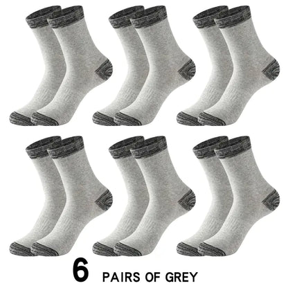 6 Pairs of Men's Cotton Winter Socks - Casual & Warm