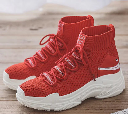 Spring New Couple Casual High-Top Sneakers with Socks