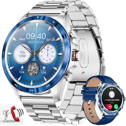 LIGE Smart Watches for Men1.43“ AMOLED Smart Watch with Bluetooth Calls/Message Push 100+ Sport Modes Blood Pressure/Heart Rate Tracker IP67 Waterproof Blue Mens Smartwatch for Android iOS Phones