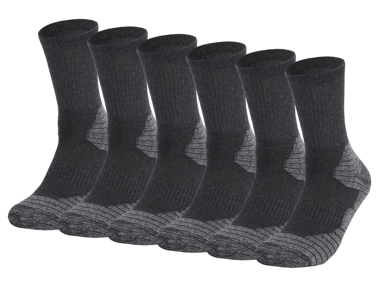 Fitliva Socks for Men to Work Crew Socks Mens Heavy Duty Work Socks Size 9-12 (6 Pairs Grey)