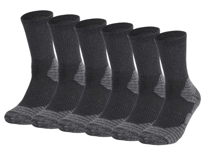 Fitliva Socks for Men to Work Crew Socks Mens Heavy Duty Work Socks Size 9-12 (6 Pairs Grey)