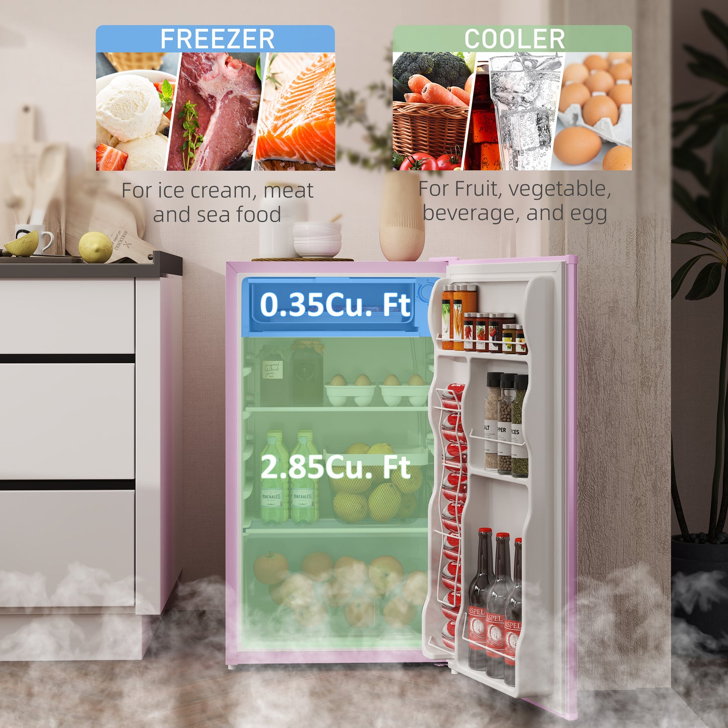 3.2 Cu.Ft Mini Fridge with Freezer