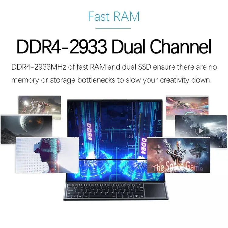 New Arrivals Dual Screen Laptop Core I7 10th Generation Touch Screen Gaming Laptop PC Portable Notebook Computer