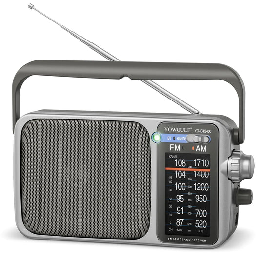 YOWGULF AM FM Radio with Best ReceptionBluetooth Portable AM FM Transistor RadioBattery Operated Radio or AC PowerLarge DialHeadphone Jack Gifts for Seniors Elderly