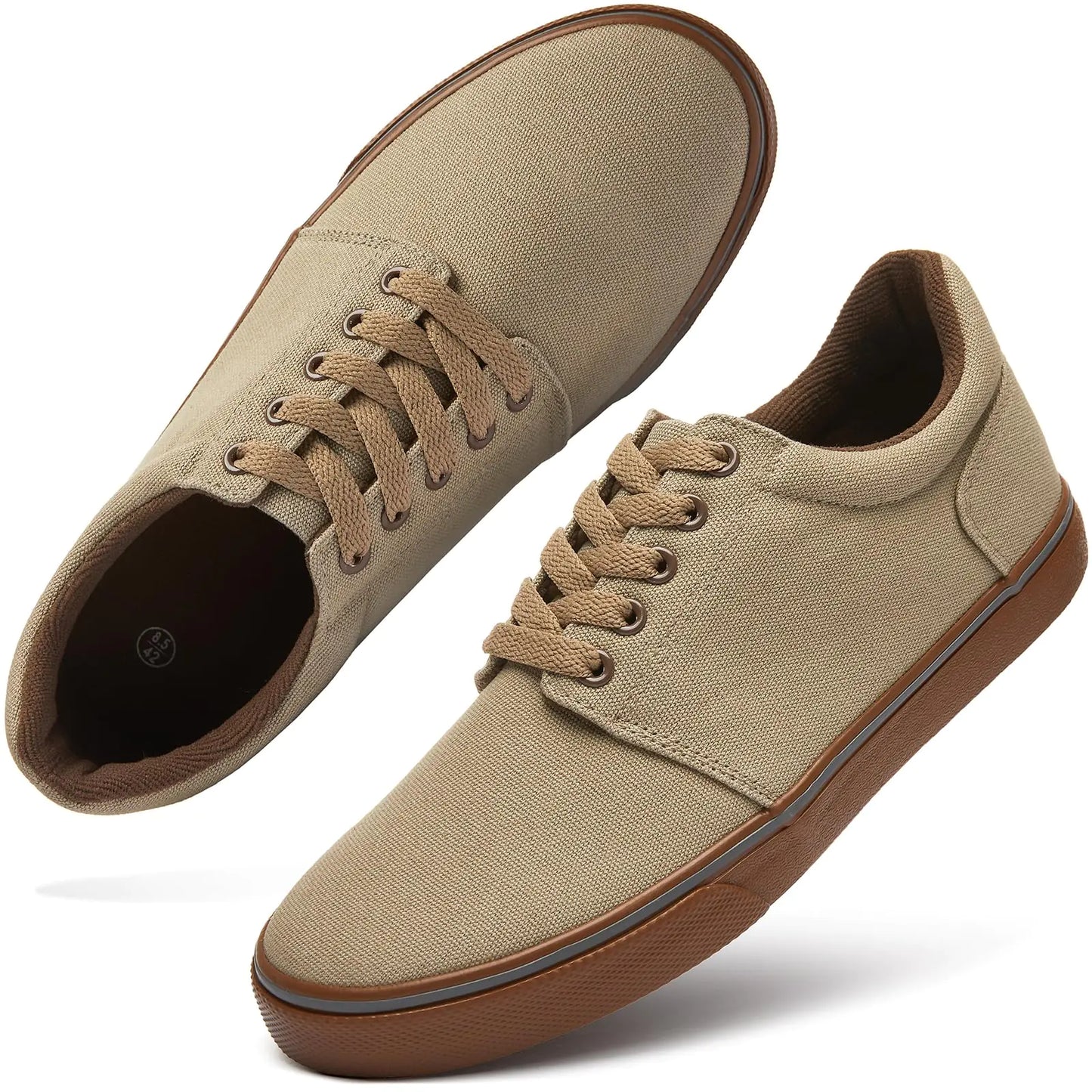 hash bubbie Mens Canvas Shoes Classic Mens Canvas Sneakers Low Top Tennis Shoes Lace up Comfortable Skate Casual Shoes （Mocha Brown.US10）