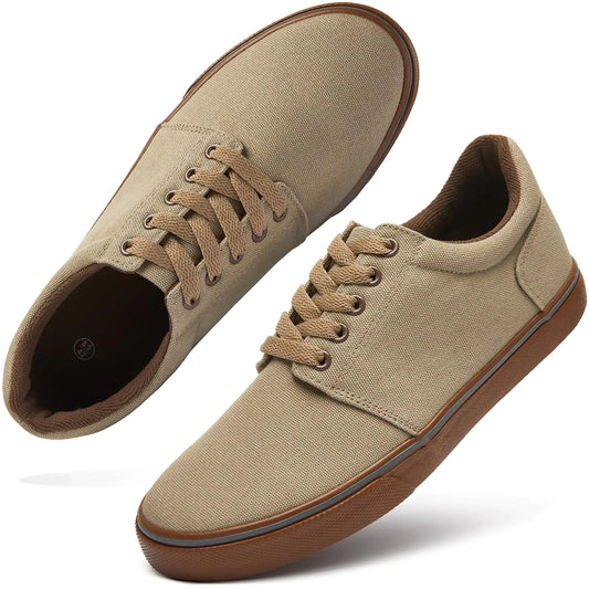 hash bubbie Mens Canvas Shoes Classic Mens Canvas Sneakers Low Top Tennis Shoes Lace up Comfortable Skate Casual Shoes （Mocha Brown.US10）