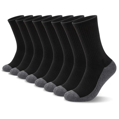 Heatuff 8 Pairs Mens Cushioned Crew Socks Moisture Wicking Athletic Work Socks