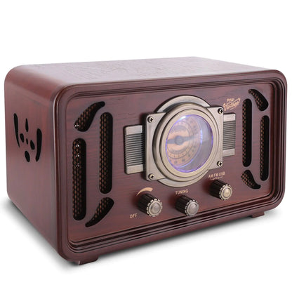 Pyle Retro Wireless Bluetooth Radio Speaker - Classic Vintage Style Audio Sound Receiver System w/Built-in Stereo Speakers USB SD Card Slot AUX RCA MP3 AM/FM Tuner - Pyle PUNP34BT
