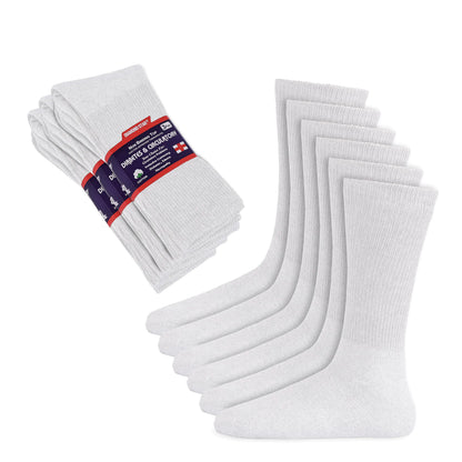 Diamond Star Diabetic Socks Non-Binding Circulatory Cushion Cotton Crew Diabetic Socks for Mens Womens 13-15 (12 Pairs White)