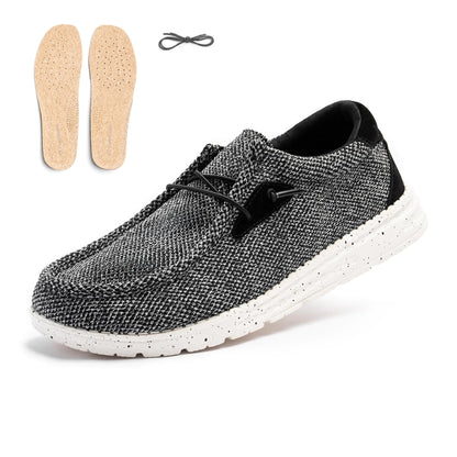 Cusolemore Stylish and Comfortable Mens Stretch Loafers & Slip-Ons Lightweight Casual Mens Shoes EVA Outsole Breathable Upper Extra Insole and Lace Black 10