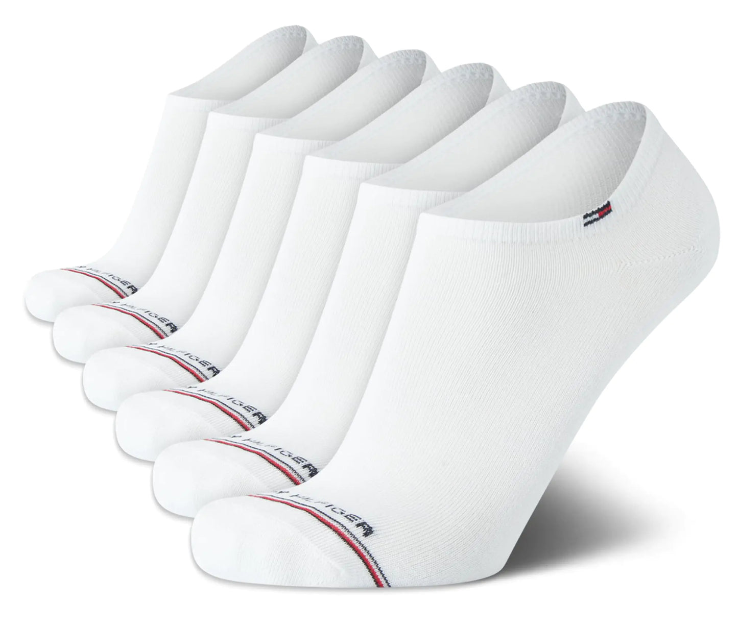Tommy Hilfiger Mens Athletic Socks - Cushion No Show Ankle Socks (6 Pack) Size 7-12 White Stripe